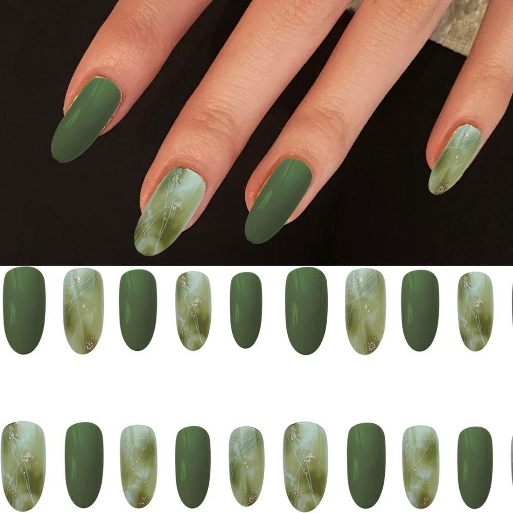 CACTU 24 PCS Manicure Tool False Nail Tips Detachable Press on Nails Coffin Fake Nails Diamond Long Full Cover Acrylic Nail Art Ballerina/Multicolor