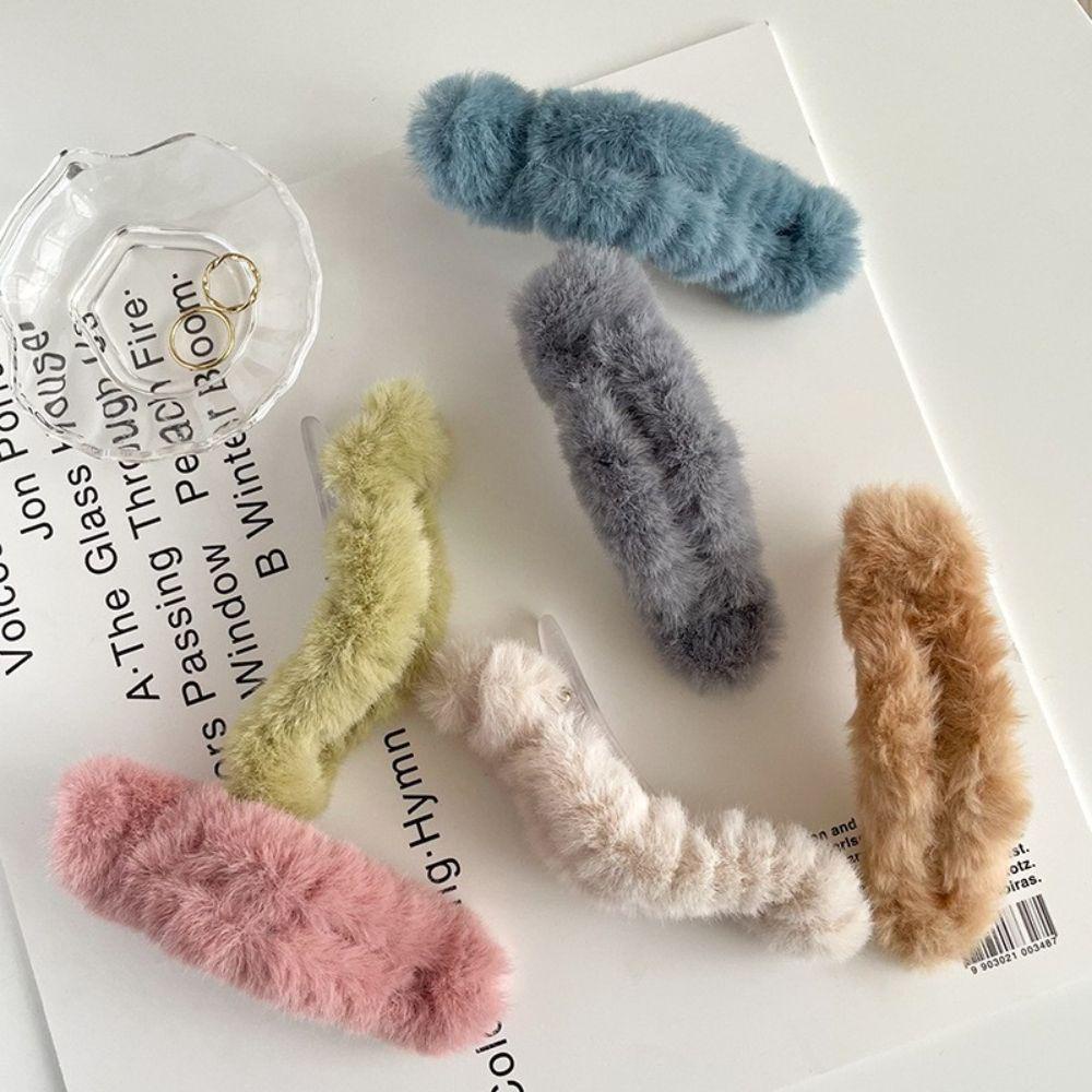 Kẹp Tóc Phủ Lông Tạo Kiểu Thời Trang Thu Đông Cỡ Lớn WMES15H