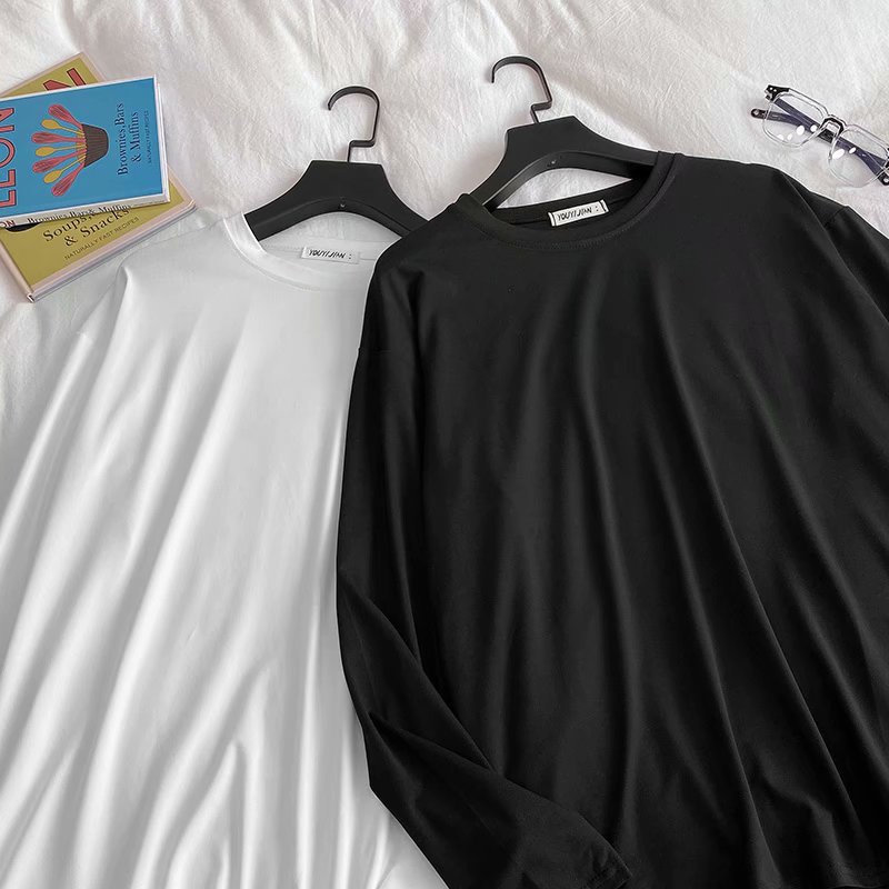 Áo thun tay dài màu sắc đơn giản dành cho nam và nữ