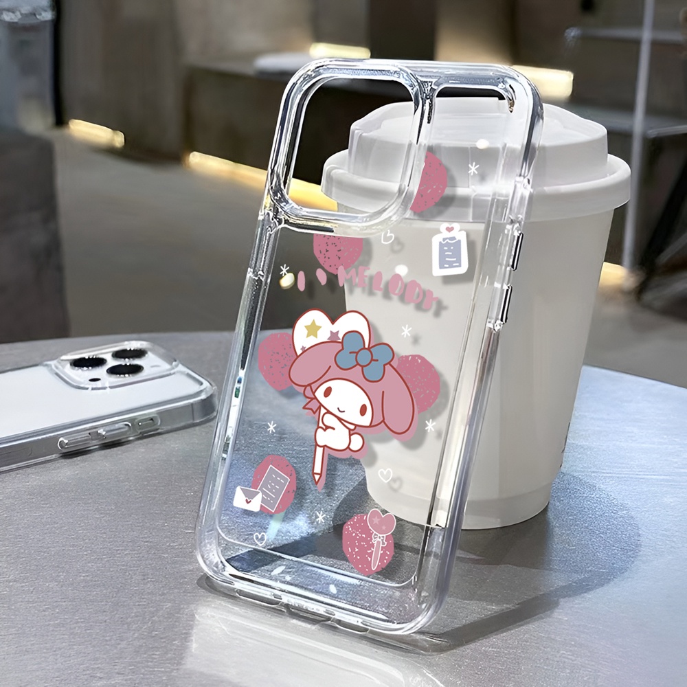 Ốp Điện Thoại Trong Suốt Họa Tiết Melody Hồng Dễ Thương Cho iphone 14ProMax 14Plus 13 11 12 7Plus X XR XS Max