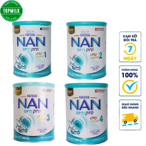 Sữa bột Nestle Nan Nga Optipro HMO số 1, 2, 3, 4 hộp 800g