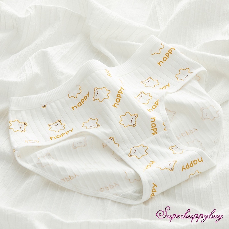 Quần Lót Cotton Mềm Mại In Họa Tiết Gấu Hoạt Hình Thoải Mái Cho Nữ