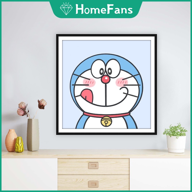 Bộ Tranh Đính Đá 5D Tự Làm 40x40cm Hình Doraemon Hoạt Hình Trang Trí Nhà Cửa