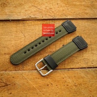 Dây đồng hồ vải dù canvas hai lớp world time AE1200WH F91 size 18mm khóa gài kim loại