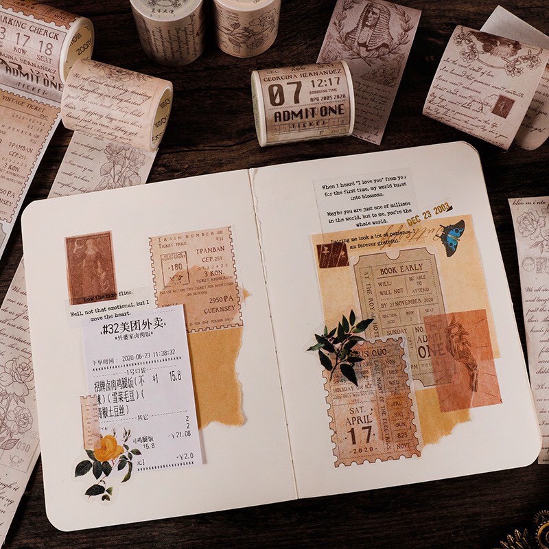 Washi tape phong cách vintage, retro, làm bullet journal trang trí sổ tay
