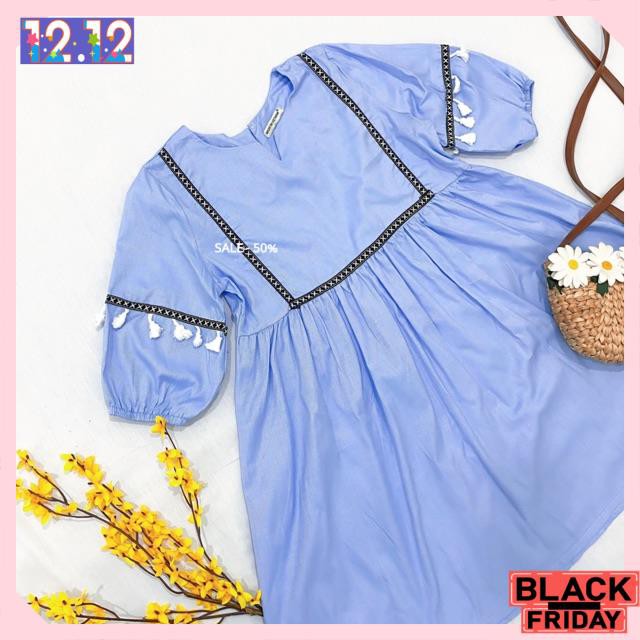 [HÀNG CAO CẤP] Đầm Nữ Babydoll xanh thổ cẩm (kèm hình thật) | BigBuy360 - bigbuy360.vn