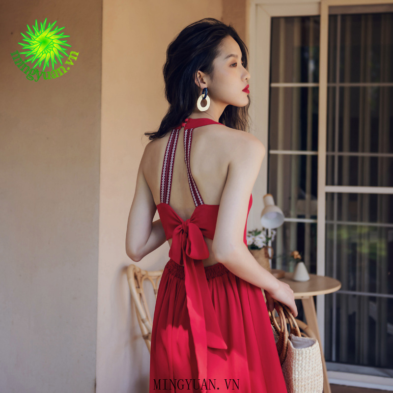 ( Mingyuan ) New strapless back beach skirt dress