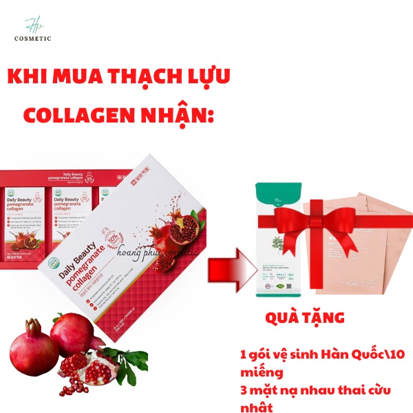 Thạch lựu collagen Daily Beauty hỗ trợ đẹp da cho cả nam và nữ - set 3 hộp- 1 hộp 10 gói