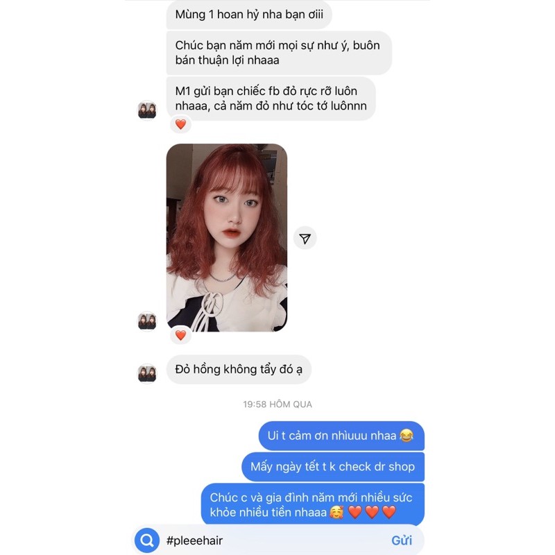 [KHÔNG TẨY] Thuốc nhuộm tóc màu ĐỎ HỒNG +kèm oxy trợ dưỡng và găng tay | BigBuy360 - bigbuy360.vn