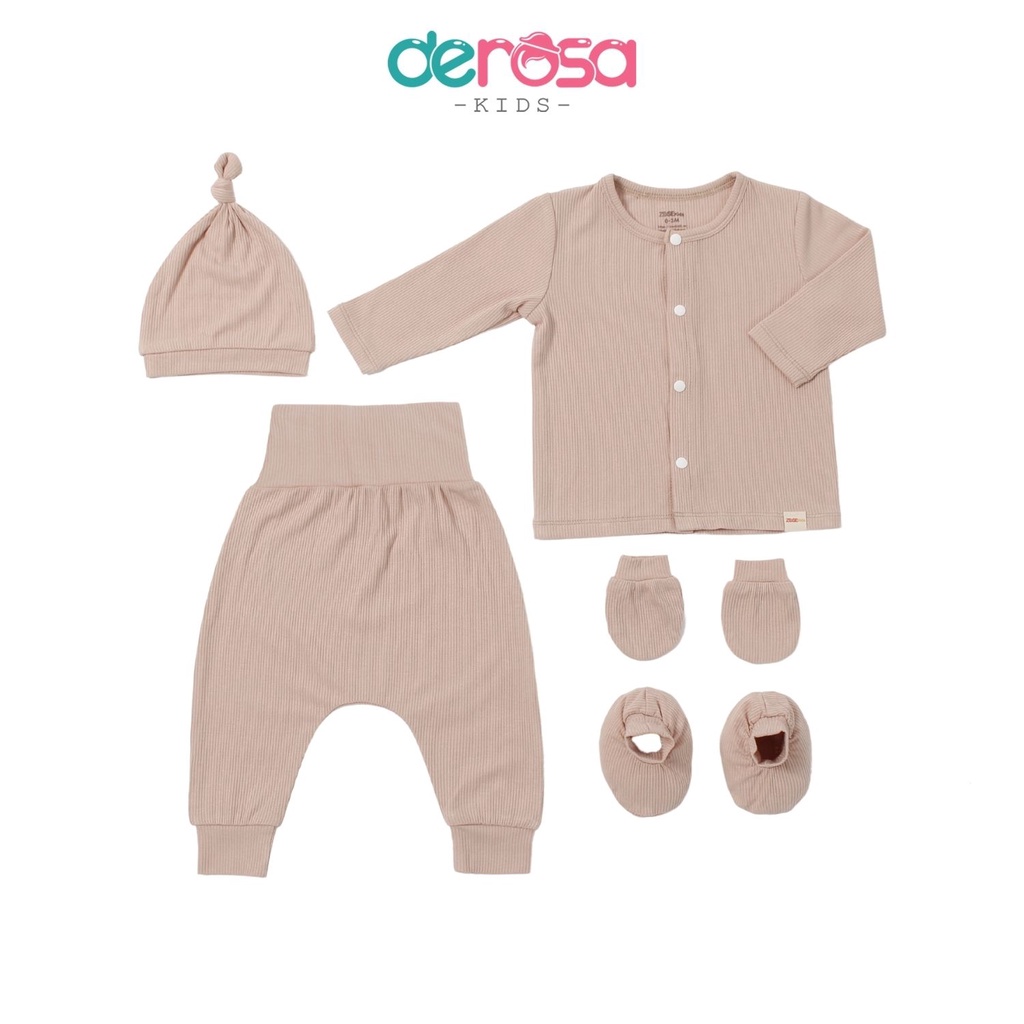 Đồ bộ sơ sinh bộ quần áo cho bé chất liệu len tăm DEROSA KIDS từ 0 - 9 tháng AWBB271B