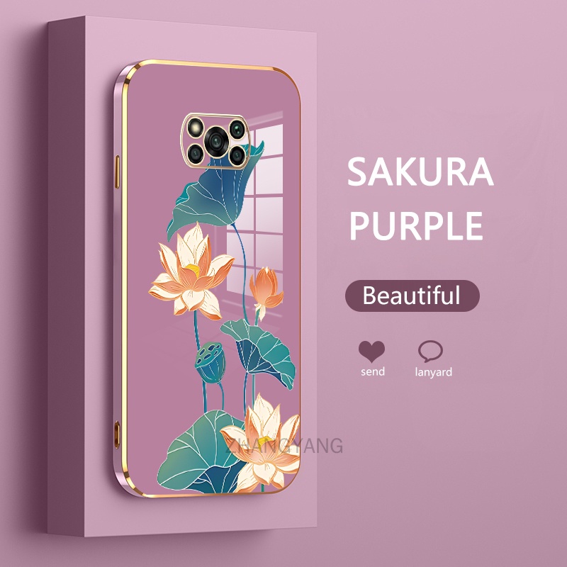 ốp lưng poco x3 nfc poco x3 poco x3 pro ốp điện thoại poco x3 nfc poco x3 poco x3 pro Ốp Điện Thoại TPU Dẻo Mạ Màu Họa Tiết Hoa Sen Sang Trọng