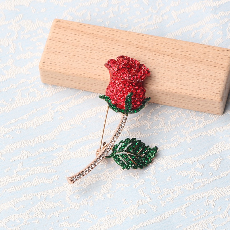 Ghim Cài Áo Hình Hoa Hồng Đính Đá Thanh Lịch