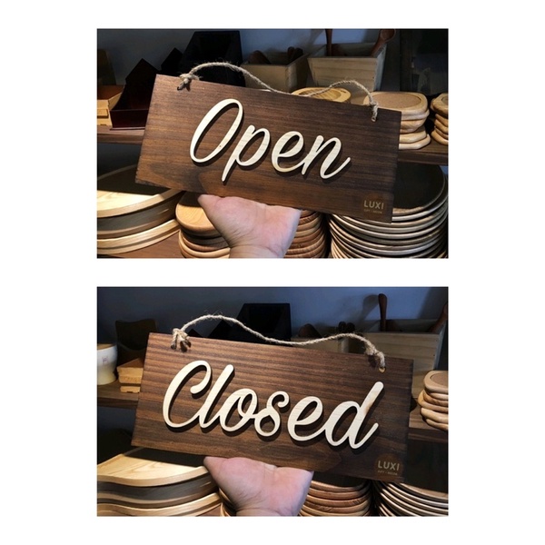 HCM | Bảng gỗ Open/Close treo cửa 2 mặt LUXIDECORHCM