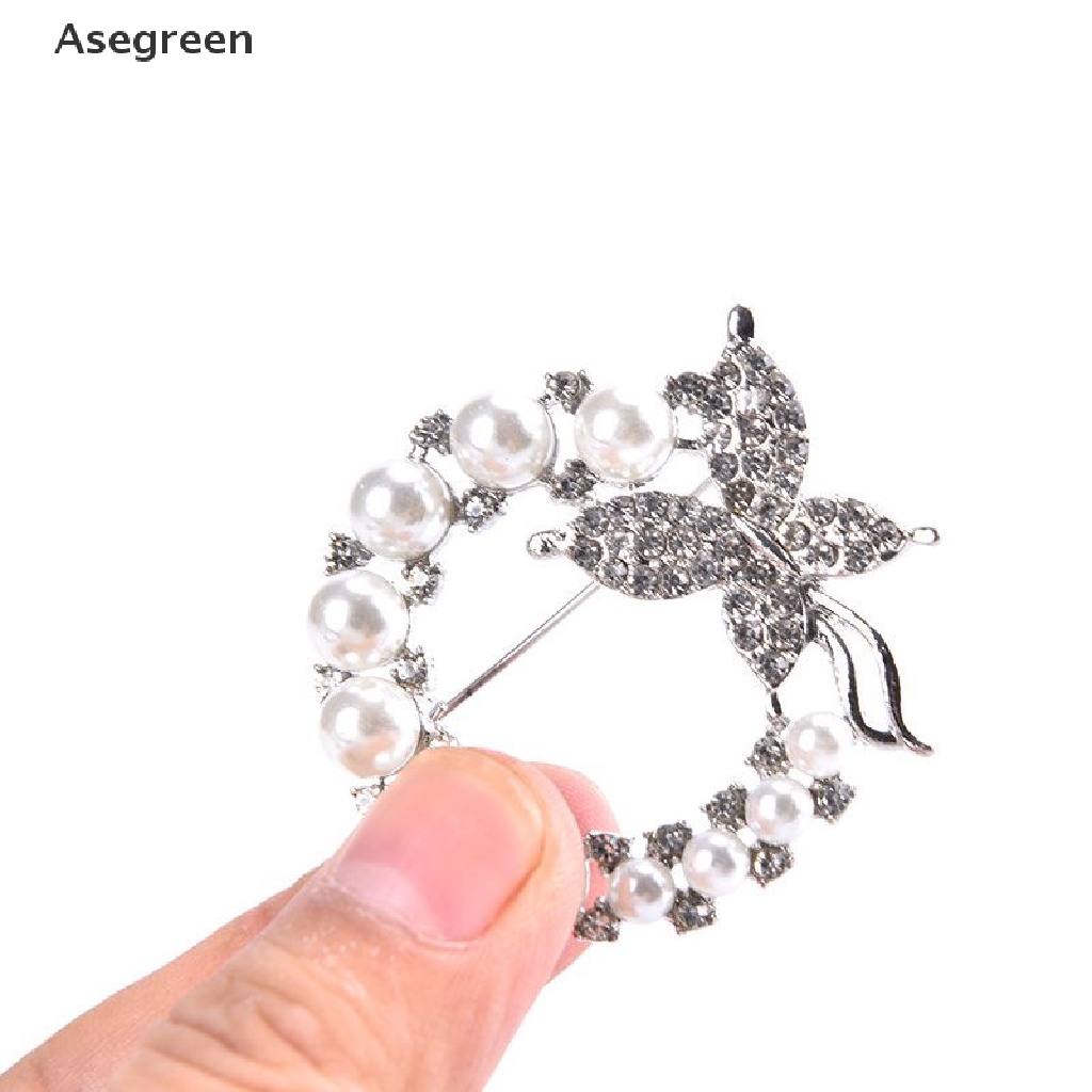 [Asegreen] Pearl and Rhinestone Circle Brooches For Baroque Trendy Elegant Butterfly Brooch Good goods