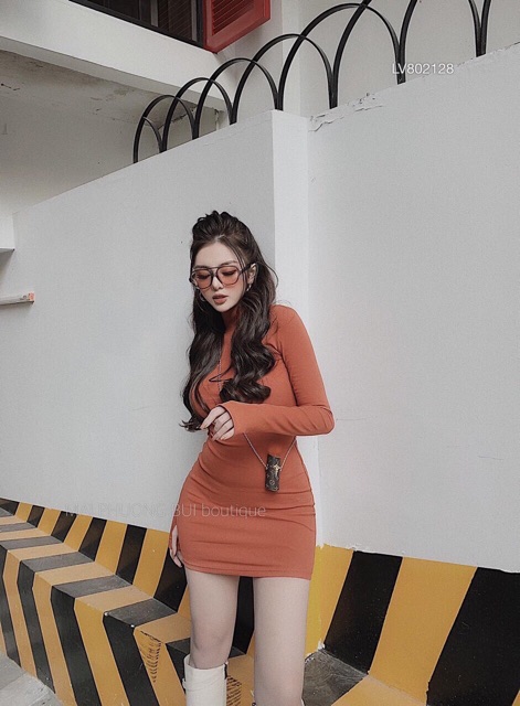 Đầm body cổ lọ 7 phân Xỏ ngón trơn nhiều màu chuẩn xịn BBee Store
