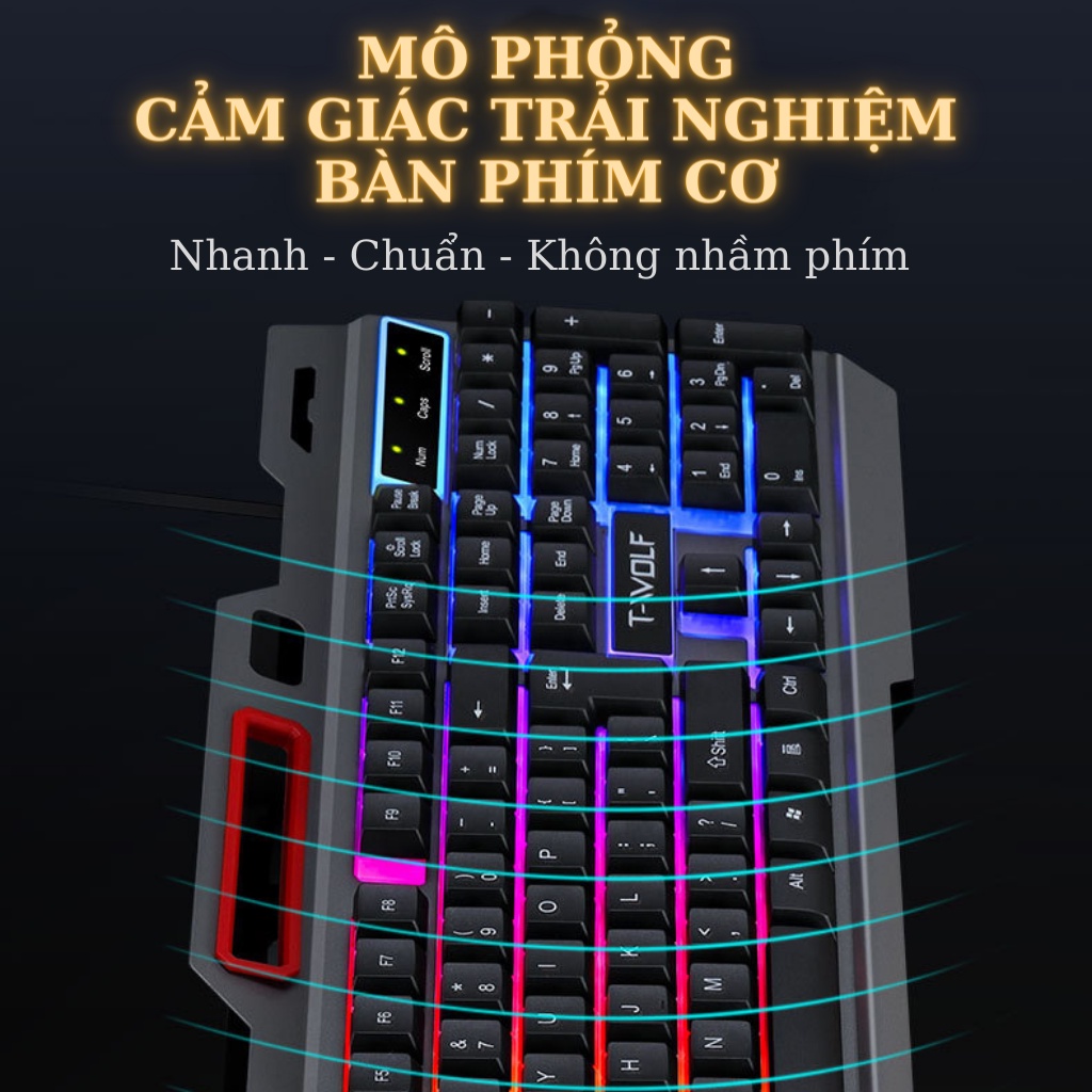 Bàn phím giả cơ chuyên gaming T16 thế hệ mới chính hãng T-Wolf, led 7 màu ấn tượng đỉnh cao dành cho game thủ