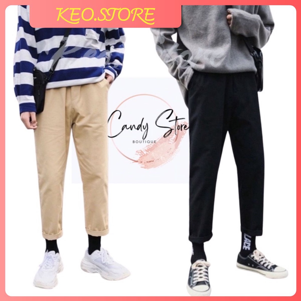 Quần baggy 🦋 chất khaki nam và nữ dáng suông quần ống rộng chất vải thô lên form đẹp mặc đi học đi chơi dễ phối đồ