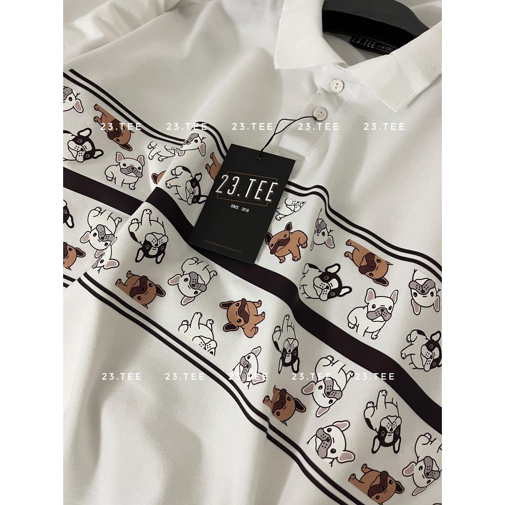 Áo polo Bull pattern ngang ngực vải cá sấu