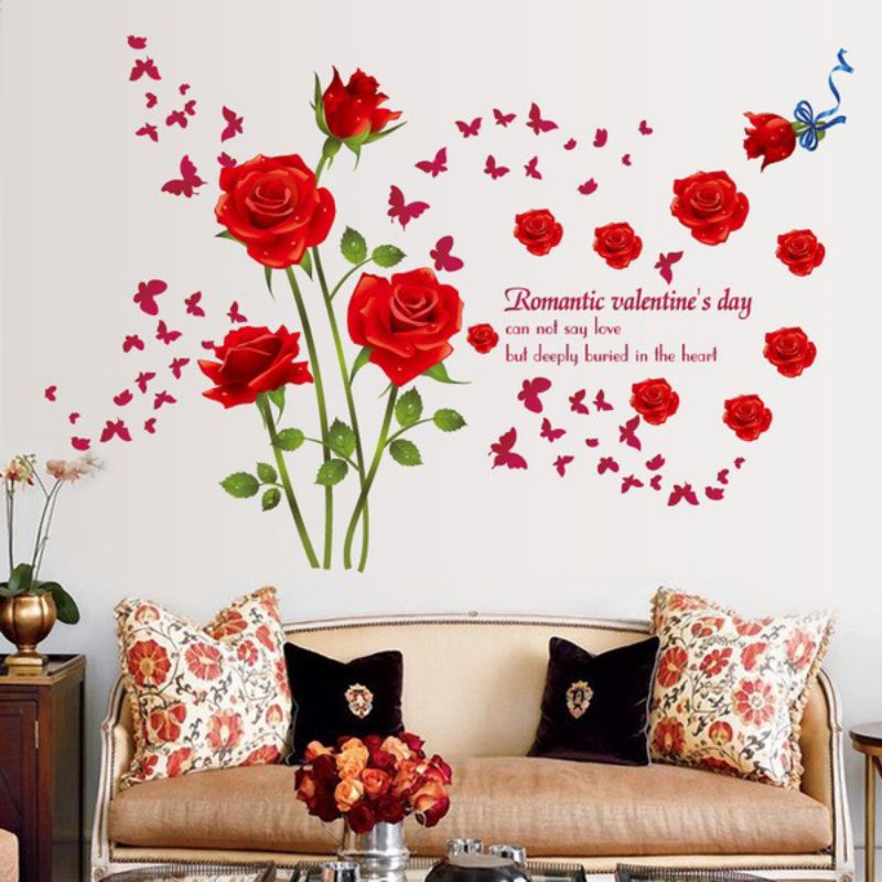 Decal dán tường: Hoa hồng tình yêu