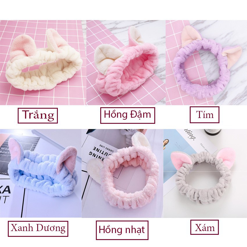 Bờm tóc rửa mặt tai thỏ , băng đô rửa mặt cute mẫu mới