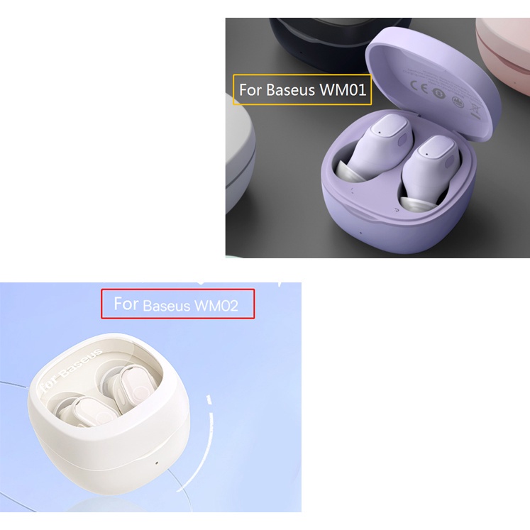 Vỏ Bảo Vệ Hộp Sạc Tai Nghe Baseus WM01 / wm02 Bằng Silicon TPU Họa Tiết Hoa / Trái Tim Dễ Thương Kèm Móc Khóa Tiện Dụng Cho Baseus wm02