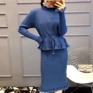 Set áo và chân váy len thời trang thu đông