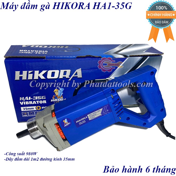 Máy đầm dùi betong cầm tay HIKORA HA1-35G-Máy đầm gà cầm tay-Chính hãng-Gồm dây 120cm