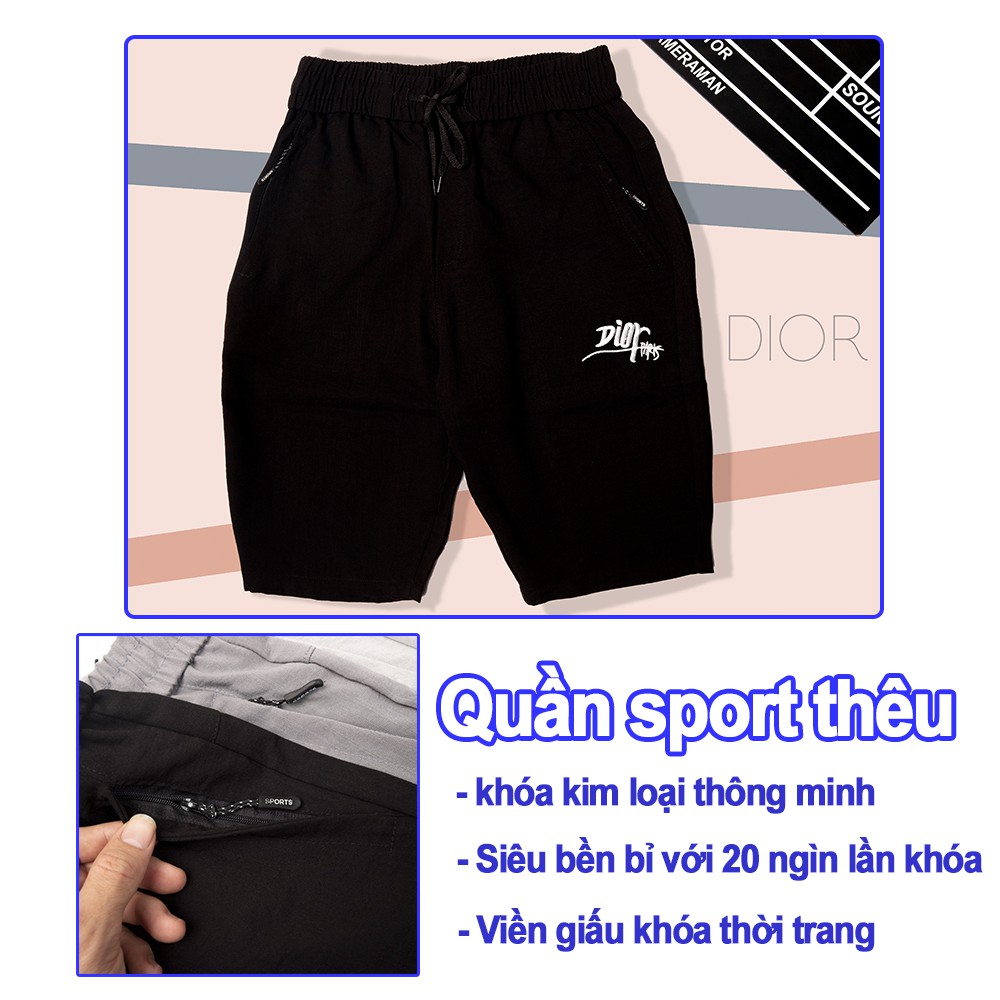 Quần sooc nam 💎SALE💎 Quần đũi chất liệu vải cao cấp hàng Việt Nam họa tiết thêu sắc nét mặc đi chơi chạy bộ LVsport90