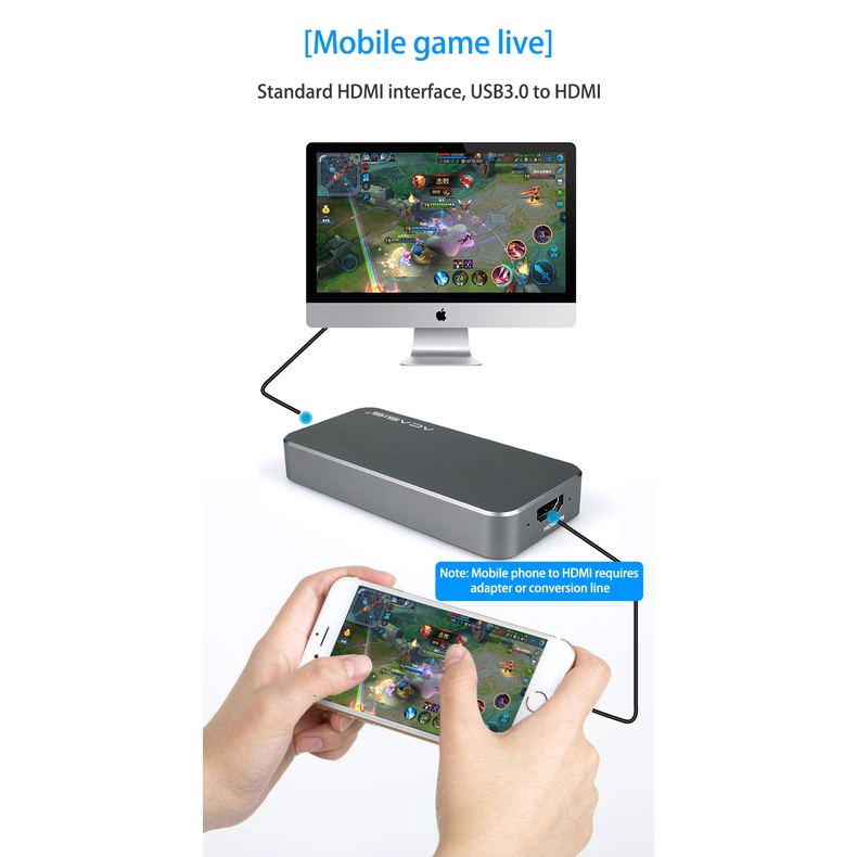 Acasis hdmi to usb3.0 hd video capture card live stream 1080p hd game record boxing tương thích hệ thống windows / linux ps4 ns