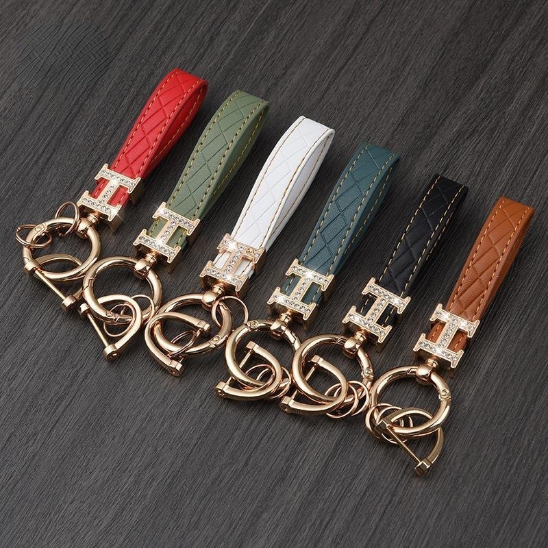 Móc Chìa Khóa Bằng Da PU Thời Trang Cho Nam Và Nữ Móc Khóa Dây Da Đính Kim Cương Sáng Tạo Chống Mất Thời Trang Dành Cho Nam Và Nữ