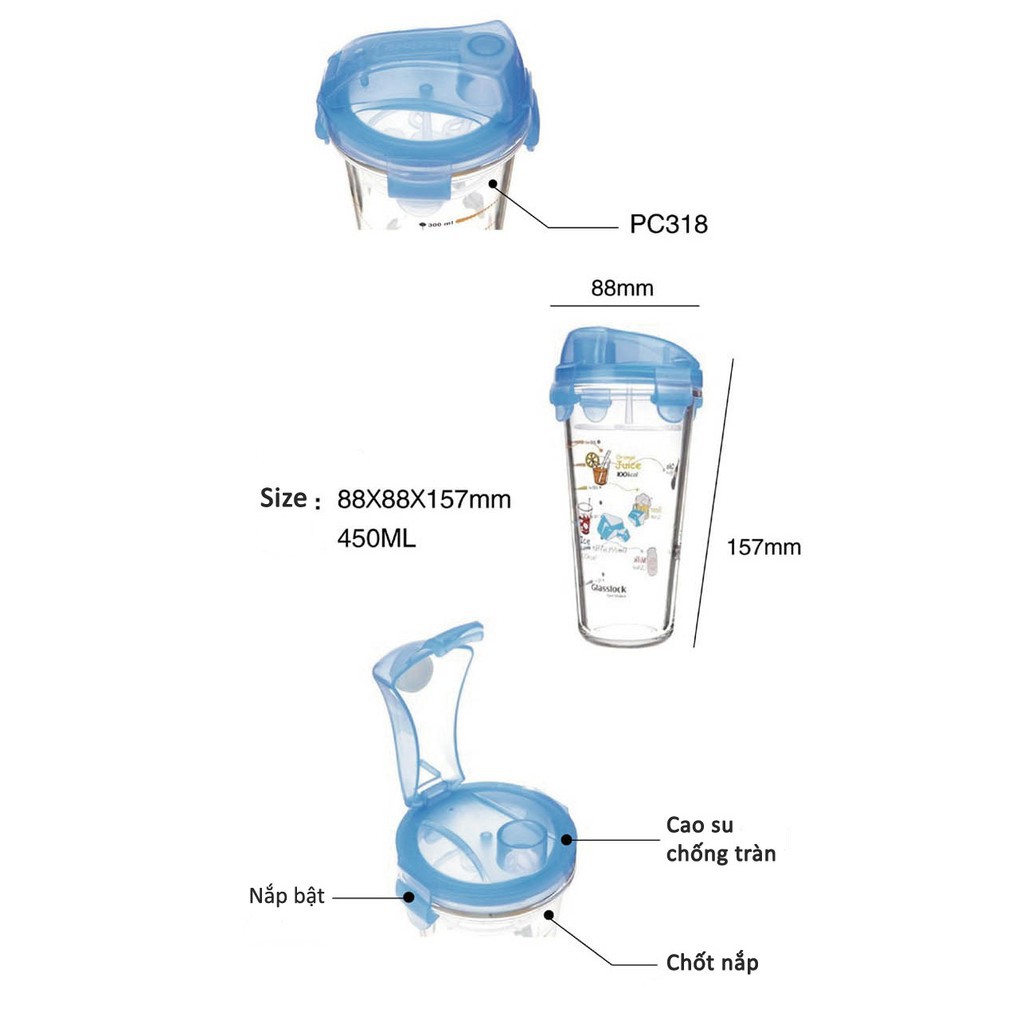 Cốc thủy tinh PC318 Glasslock 380ml