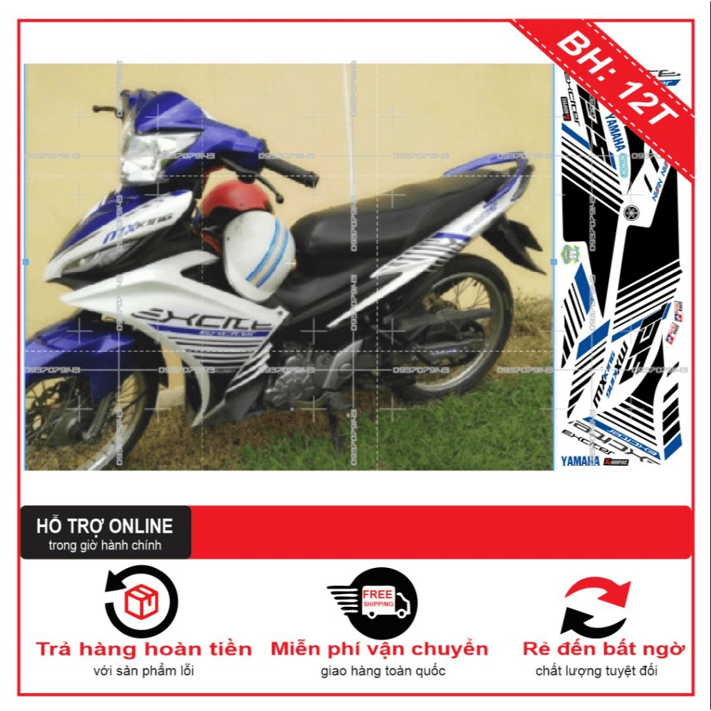 TEM RỜI EX 2011 SỌC TRẮNG XANH -- SHIN DECAL 2