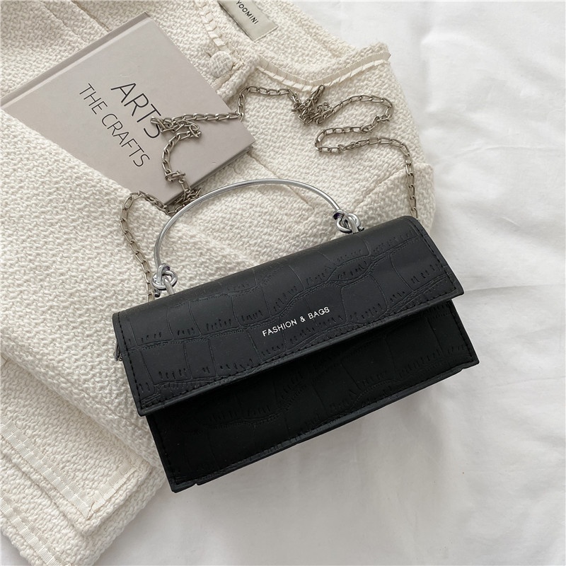 Túi Xách Đeo Vai Hình Vuông Cỡ Nhỏ Phối Dây Đeo Sợi Xích Thời Trang Cho Nữ