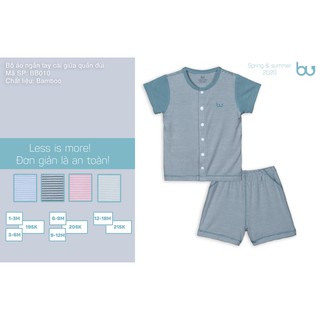 Bộ quần áo cộc tay cài giữa vải sợi tre BU