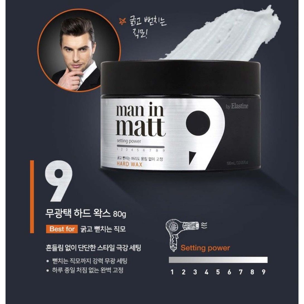 Sáp tạo kiểu tóc cho Nam Elastine Man in Matt Hard dành cho tóc Dày và Cứng 80g