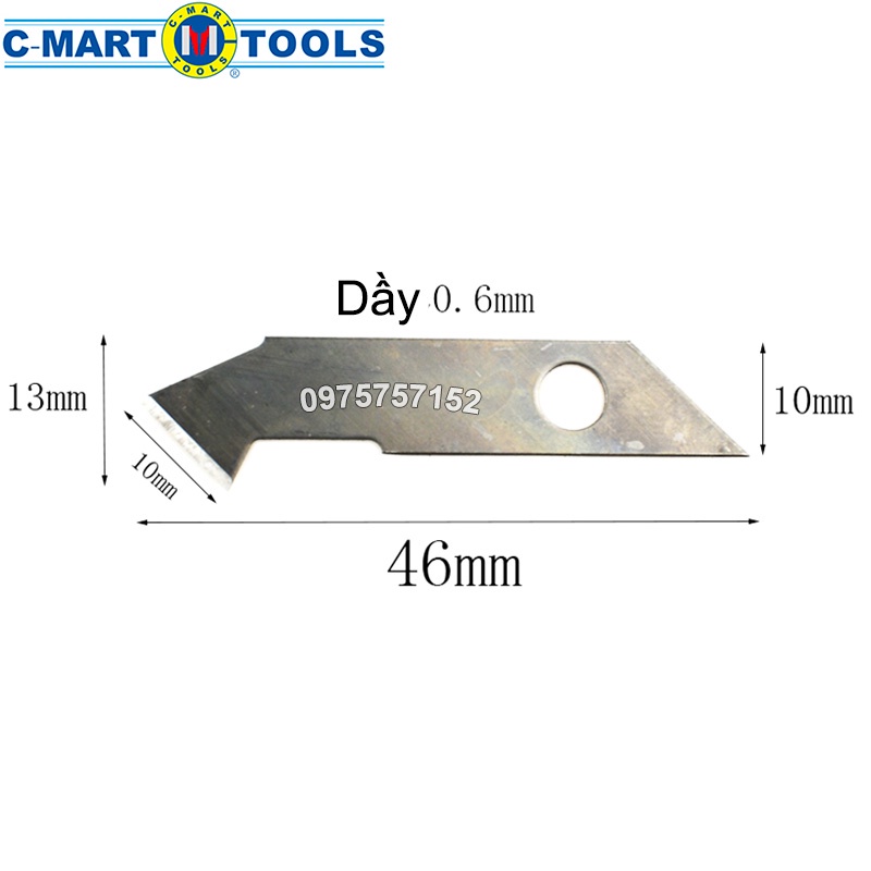 Hộp 5 lưỡi dao cắt mica đa năng C-Mart, lưỡi dao rọc nhựa, cắt mạch điện tử thép cao cấp SK5, rọc mica, Alu, phíp đồng