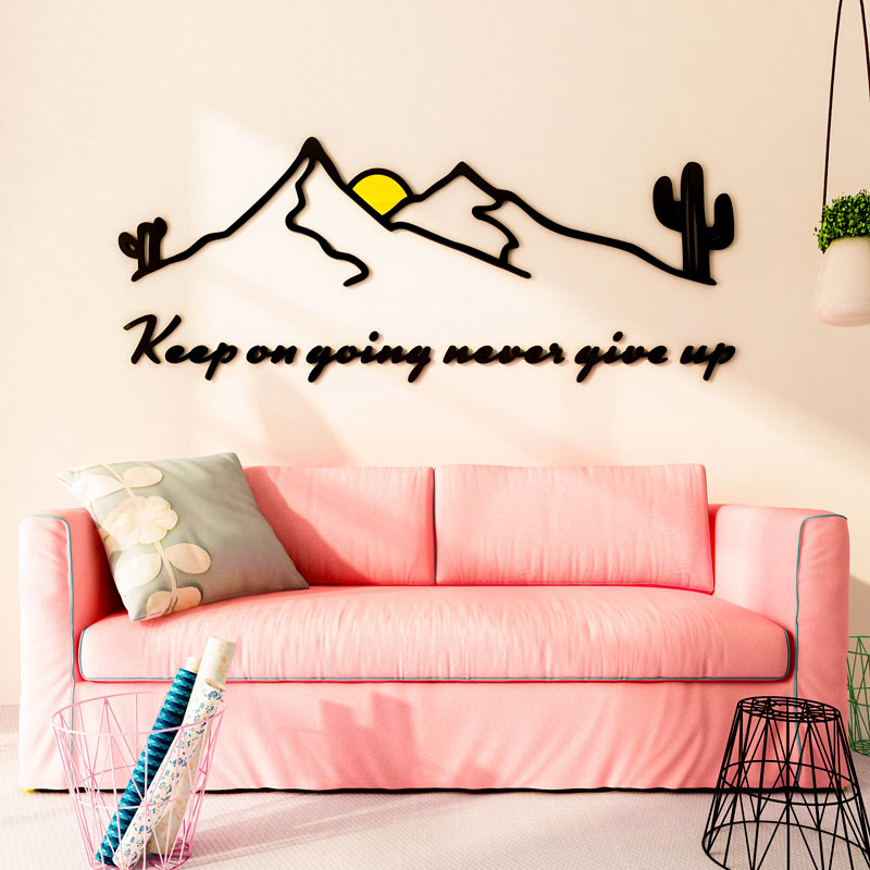 Tranh dán tường mica 3d decor khổ lớn ngọn núi cổ vũ tinh thần Nhiều Size - EPeBen