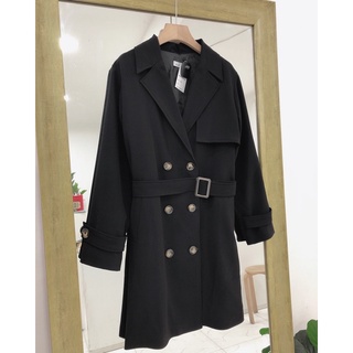 trench coat 6 khuy đen