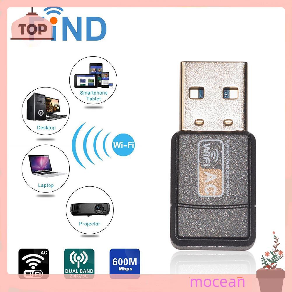 Usb Thu Sóng Wifi Mocean 600mbps 2.4 / 5ghz Thẻ