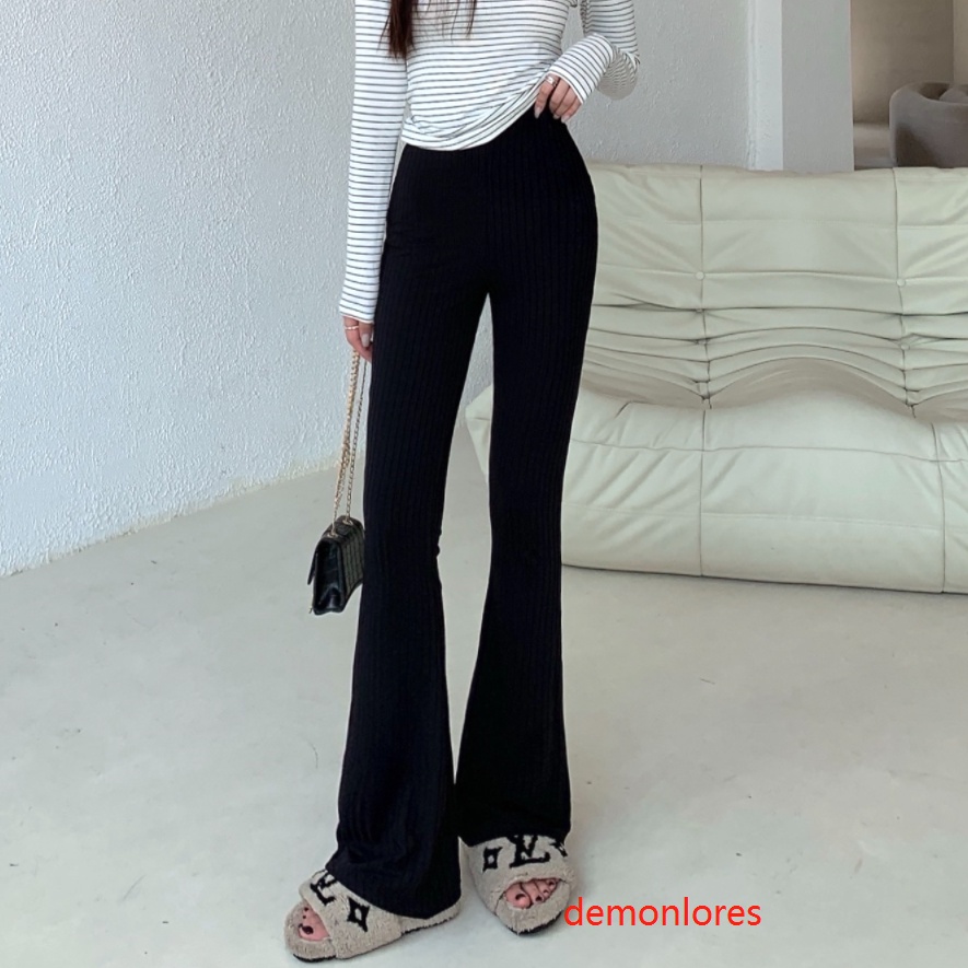 Quần dài ống loe eo cao màu trơn thời trang đơn giản gợi cảm dành cho nữ