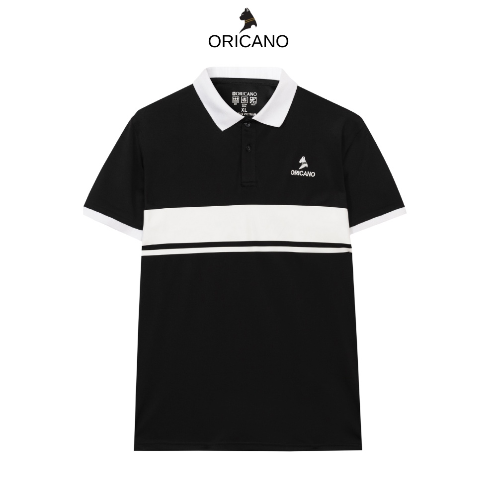 Áo Polo Nam ORICANO Đen Trắng Tay Ngắn Cổ Bẻ Chất liệu 95 Polyester Và 5 Xpander Mềm Mịn Thoáng Mát