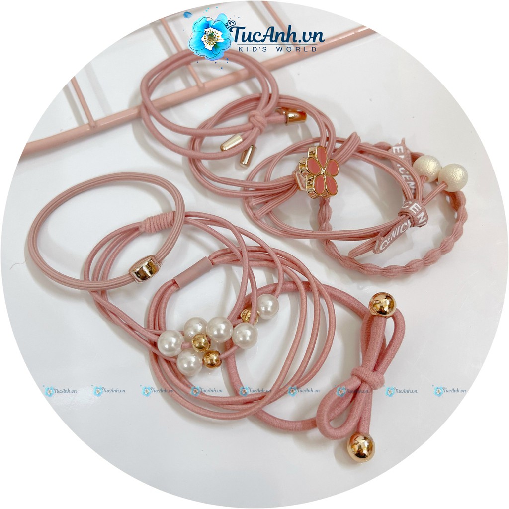 Set 8 Dây Buộc Tóc, Dây Cột Tóc Co Giãn Phong Cách Hàn Quốc - TucAnh