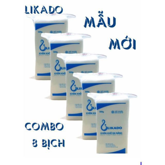 Combo 8 bịch Khăn vải khô đa năng Likado loại 300g