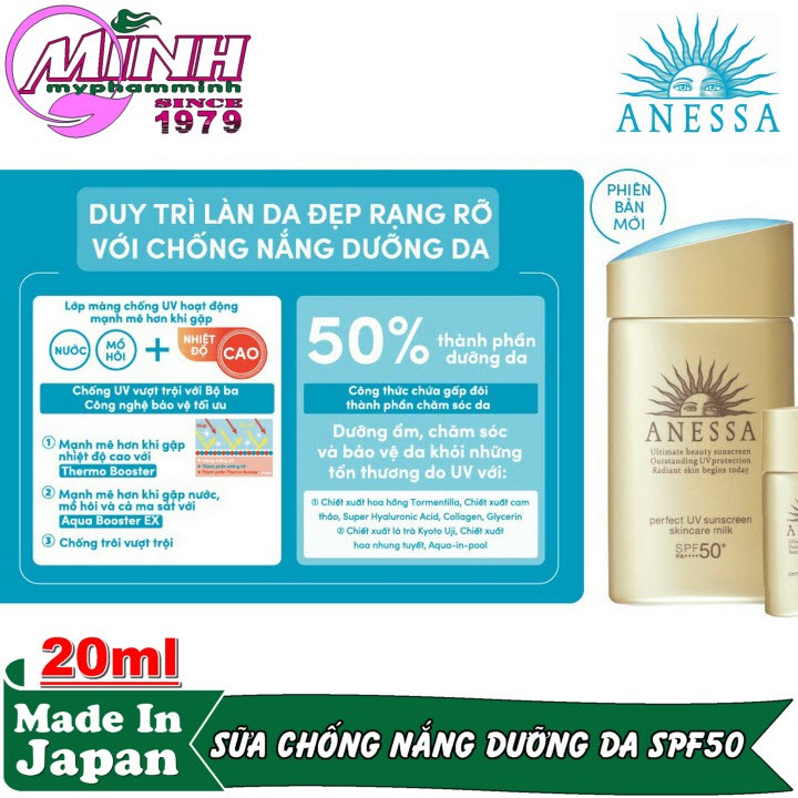 Sữa Chống Nắng Dưỡng Da Bảo Vệ Hoàn Hảo Anessa Perfect UV Sunscreen Skincare Milk 20ml