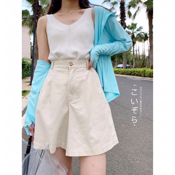 Quần shorts nữ quần lửng vải đũi thô mềm mát phong cách Hàn Quốc