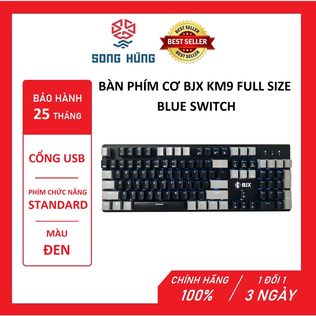 Bàn phím cơ BJX KM9 Full size Blue switch (Gaming) - HÀNG CHÍNH HÃNG - BẢO HÀNH 25 THÁNG