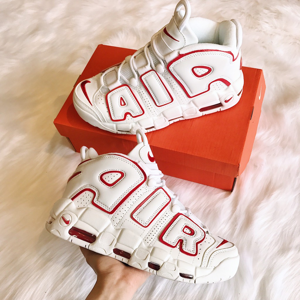 [ Full Box + Tặng Vớ ] Giày Sneaker UPTEMPO SUPREME Trắng Đỏ