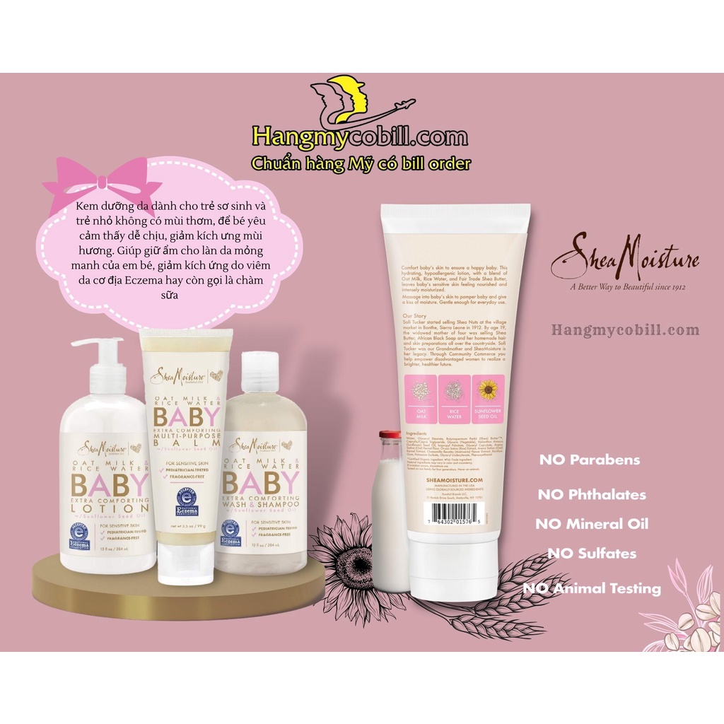 (có bill nhập)Lotion Shea Moisture dành cho bé da bị chàm nẻ