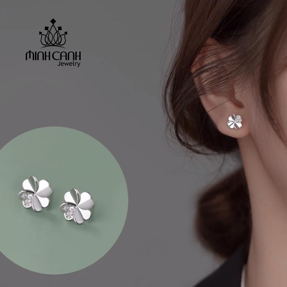 Bông Tai Bạc 4 Lá Xoay Minh Canh Jewelry