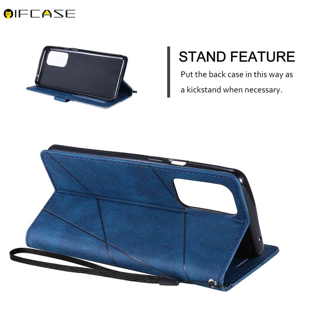 Ốp điện thoại da kiểu ví lật có ngăn đựng thẻ phong cách doanh nhân cho Xiaomi Redmi 10